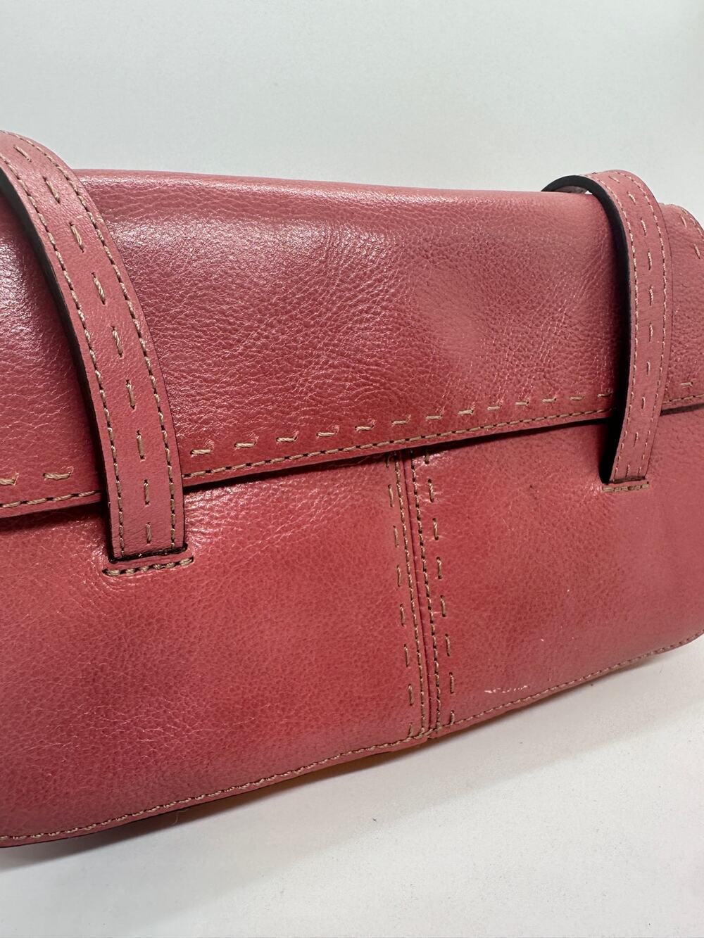 177. Pink leather purse; mini; double strap; NWOT